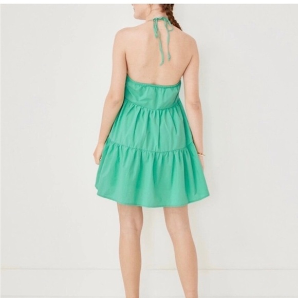 American‎ Eagle high neck poplin halter dress tiered midi dress mint green XS - Picture 2 of 5